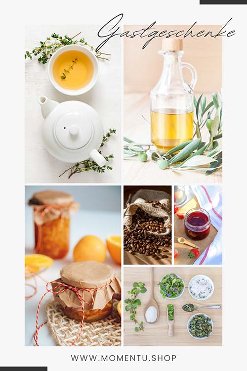 Viele verschiedene Gastgeschenkideen für wenig Geld - von Tee bis Marmelade