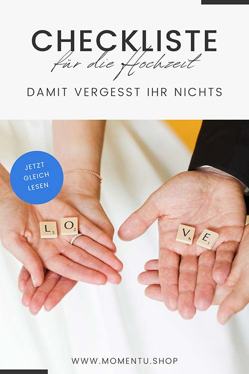 Checkliste für die Hochzeit - damit vergesst ihr nichts