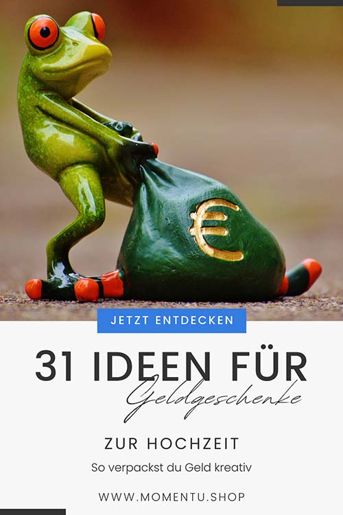 Lustiges Geldgeschenk zur Hochzeit mit Münzen in einem Froschteich selber basteln.