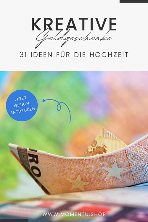 Gefaltene Geldscheine als Schiff für die Hochzeitsreise