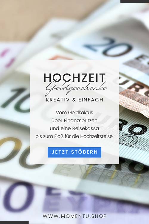 Geldscheine die an einem Regenschirm befestigt werden und dann als Geldgeschenk zur Hochzeit überreicht werden