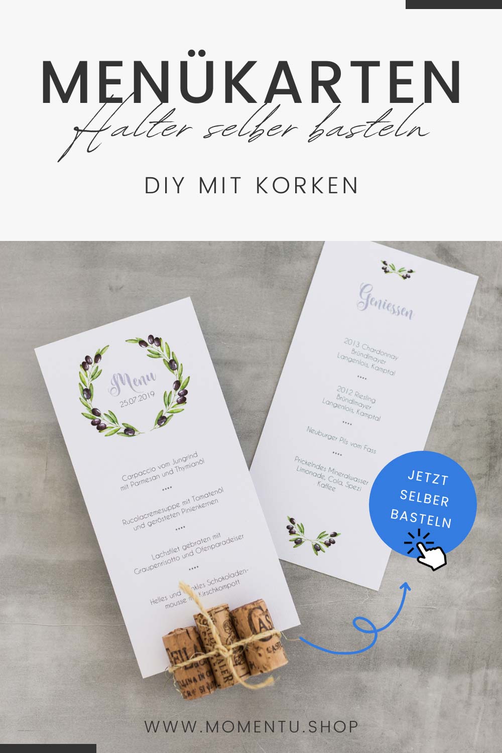Menükartenhalter für die Hochzeit ganz einfach aus Korken selberbasteln