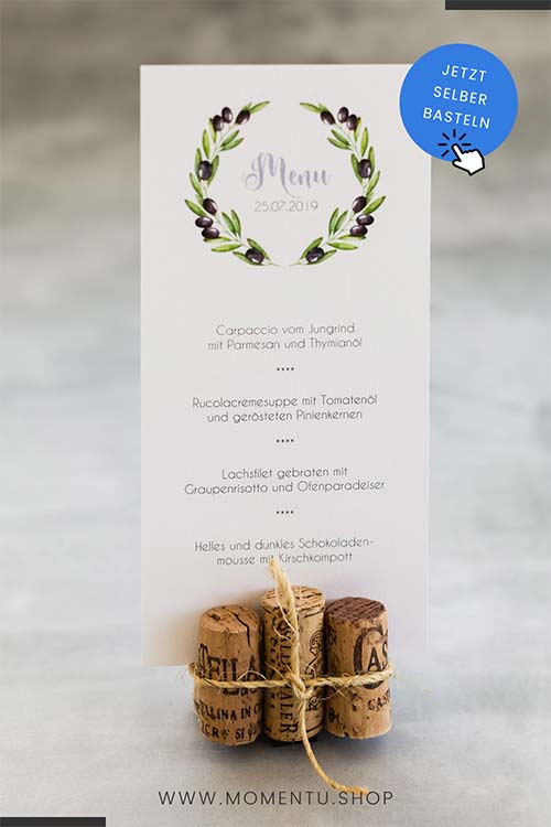 Menükartenhalter für die Hochzeit ganz einfach selberbasteln mit Weinkorken