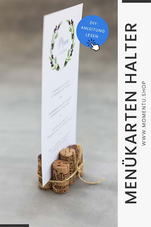 Halter für Menükarten aus 6 Weinkorken basteln und mit Juteschnur verschönern