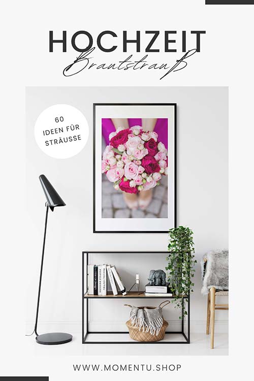 Braut mit pinkem Kleid hält einen Brautstrauß in Rosa und Pink fürs Standesamt