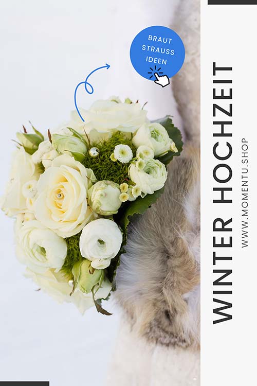 Brautstrauß in Weiß mit Winterblumen für elegante Winterhochzeit