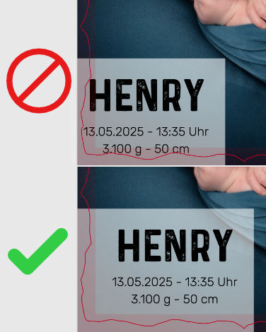 Geburtstafel im Online-Editor gestalten - Textabstand