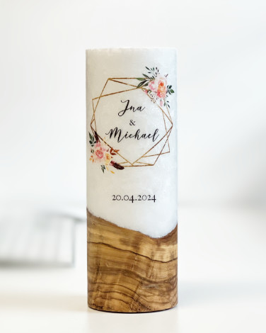 Hochzeitskerzen farbig bedruckt