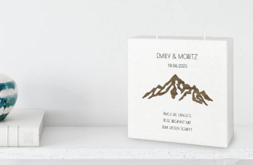 Hochzeitskerzen mit Holzapplikation