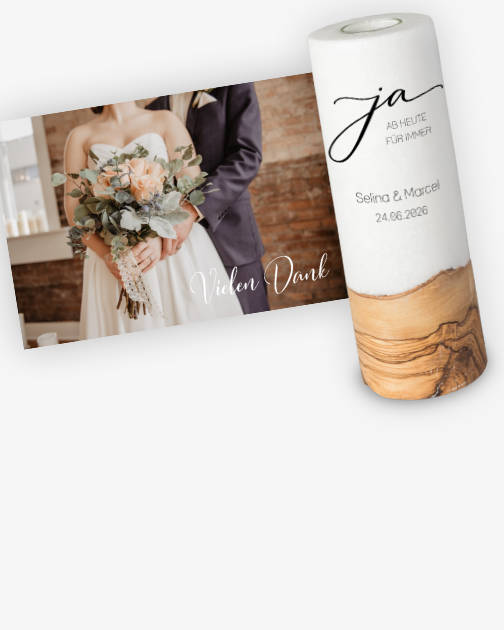 Hochzeitskarten und Hochzeitskerzen