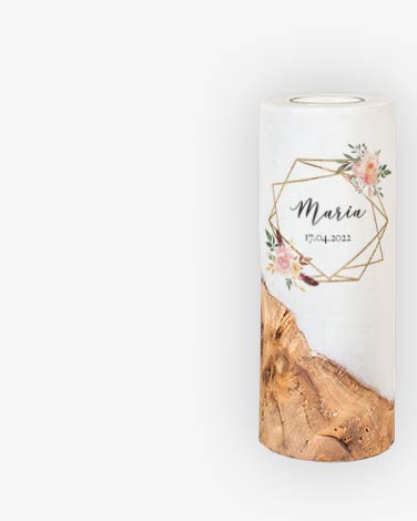 Taufkerzen 8x20cm mit Teelichteinsatz