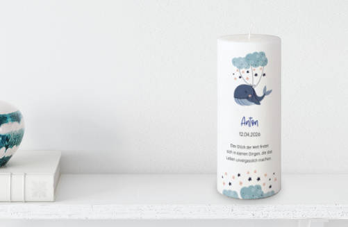 Taufkerzen aus reinem Wachs mit Docht und Teelichteinsatz