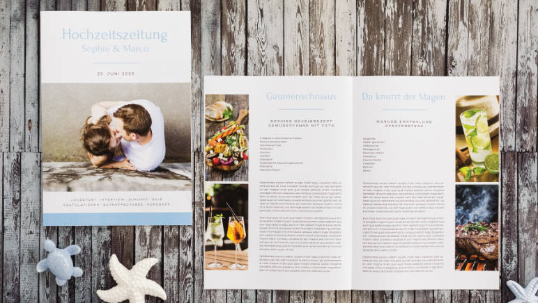 Hochzeitszeitungen in Szene gesetzt