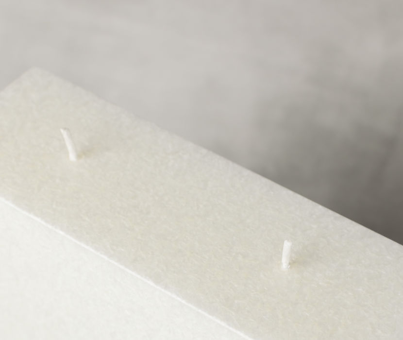 Hochzeitskerze Docht Holzapplikation Ja Halbmond 24 x 19 cm - Kerze mit zwei Dochten