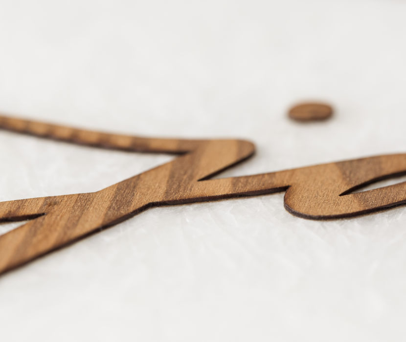 Hochzeitskerze Docht Holzapplikation Ja Halbmond 24 x 19 cm Kerze mit Holzapplikation