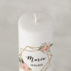 Taufkerze Holzelement Docht Glamourös Ø6 x 25 cm