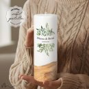 Hochzeitskerze Holzelement Docht Greenery Ø9 x 25 cm