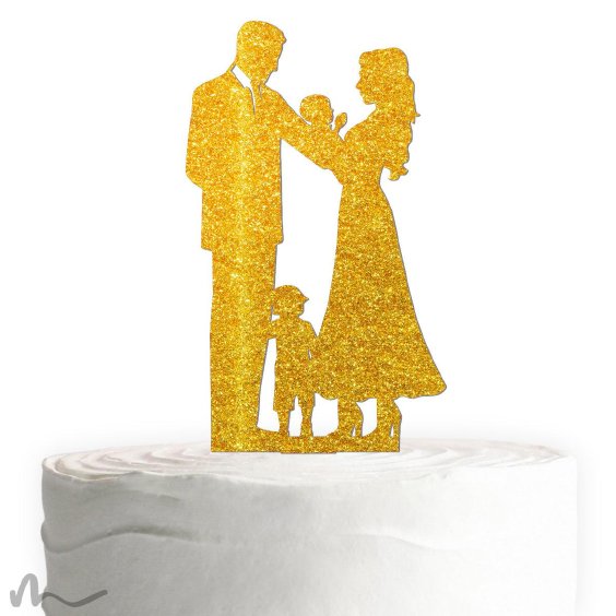 Cake Topper Familie Junge Gold Glitzer