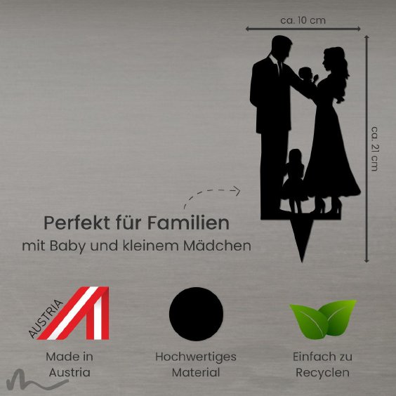 Cake Topper Familie Mädchen Schwarz