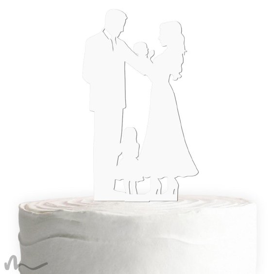 Cake Topper Familie Mädchen Weiss