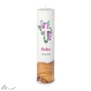 Kommunionkerze Holzelement Docht Florales Kreuz Ø6 x 25 cm