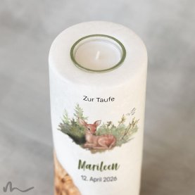 Taufkerze Holzelement Rehkitz Ø8 x 20 cm