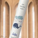 Kommunionkerze Holzelement Docht Blauwal Ø4 x 40 cm