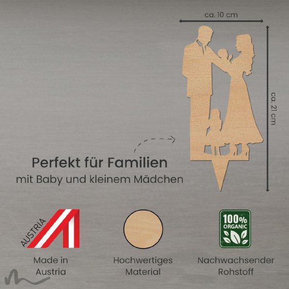 Cake Topper Familie Mädchen Holz