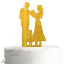 Cake Topper Familie Mädchen Gold Glitzer