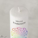 Kommunionkerze Holzelement Docht Regenbogenfische Ø6 x 25 cm