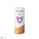Taufkerze Holzelement Docht Fingerabdruck Herz Ø8 x 20 cm