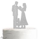 Cake Topper Familie Mädchen Silber Glitzer