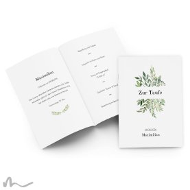 Kirchenheft Taufe Greenery 15 x 21 cm