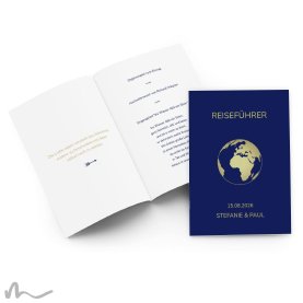 Kirchenheft Hochzeit Reisepass Globus 15 x 21 cm