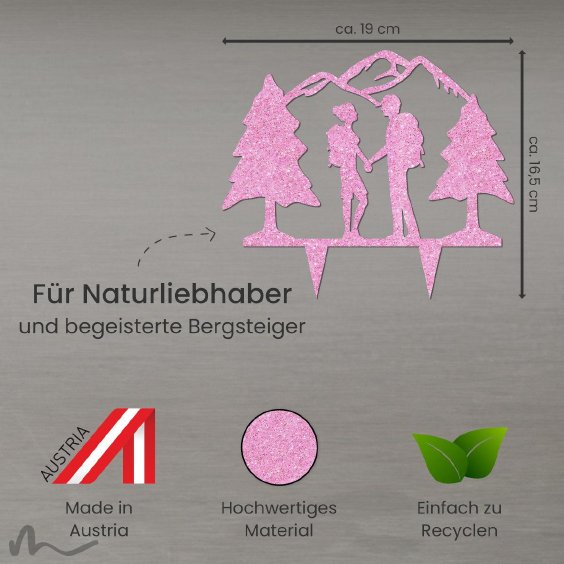 Cake Topper Gipfelstürmer Pink Glitzer