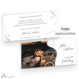 Hochzeitseinladung Imago Holzherz 21 x 10 cm Doppelseitig