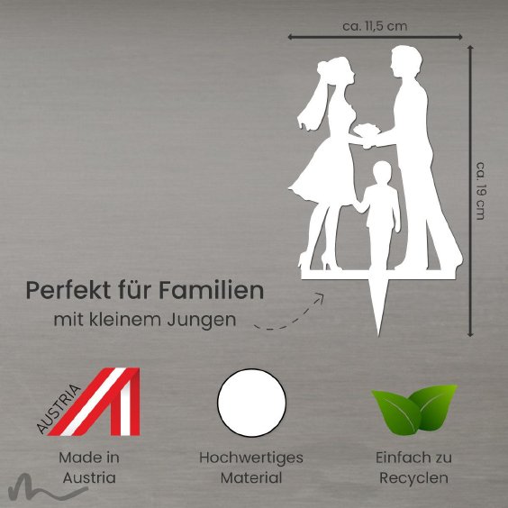 Cake Topper Kleine Familie Junge Weiss