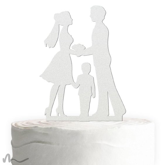 Cake Topper Kleine Familie Junge Satiniert