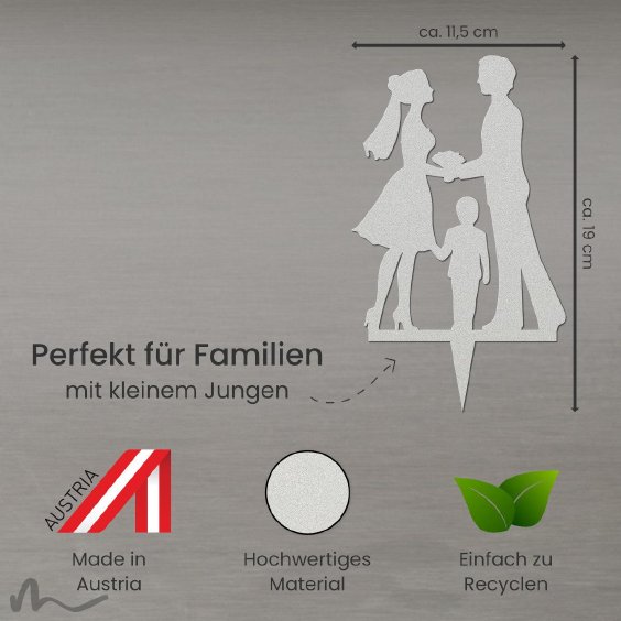 Cake Topper Kleine Familie Junge Satiniert