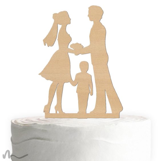 Cake Topper Kleine Familie Junge Holz