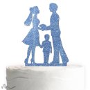 Cake Topper Kleine Familie Junge Blau Glitzer