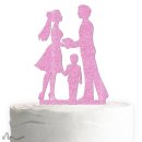 Cake Topper Kleine Familie Junge Pink Glitzer