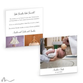 Dankeskarte Taufe Understatement 14.5 x 14.5 cm Doppelseitig