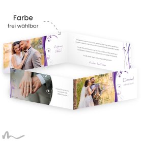 Dankeskarte Hochzeit Ametrin 21 x 10 cm Klappkarte