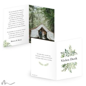 Dankeskarte Hochzeit Greenery 10 x 15 cm Klappkarte
