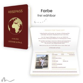 Hochzeitseinladung Reisepass Globus 10 x 15 cm Pass