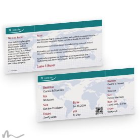 Hochzeitseinladung Travel 21 x 10 cm Doppelseitig