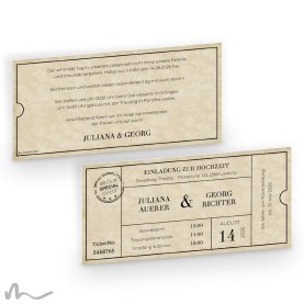 Hochzeitseinladung Theater Ticket 21 x 10 cm Doppelseitig