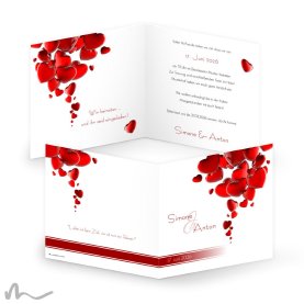 Hochzeitseinladung Heart 14.5 x 14.5 cm Klappkarte