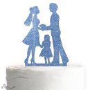 Cake Topper Kleine Familie Mädchen Blau Glitzer